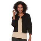 Women's Nina Leonard Eyelet-chain Open Front Bolero, Size: Medium, Black