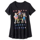 Girls 7-16 Dc Comics Super Hero Girls Supergirl, Batgirl & Wonder Woman Glitter Stars Graphic Tee, Girl's, Size: Small, Black