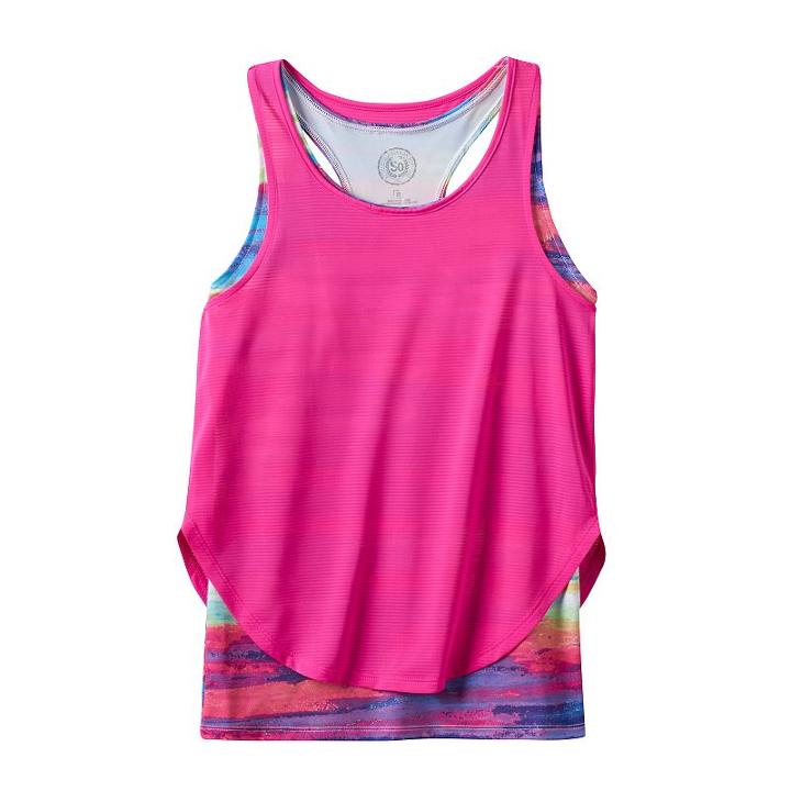 Girls 7-16 & Plus Size So&reg; Racerback Double-layer Tank Top, Girl's, Size: 16, Pink