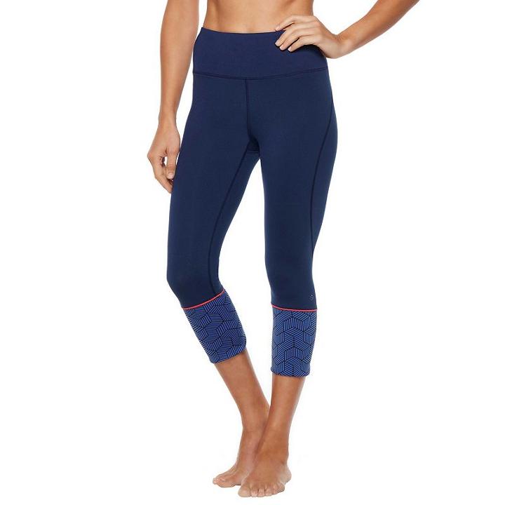 Women's Shape Active Tulip Capri Workout Leggings, Size: Small, Blue (navy)