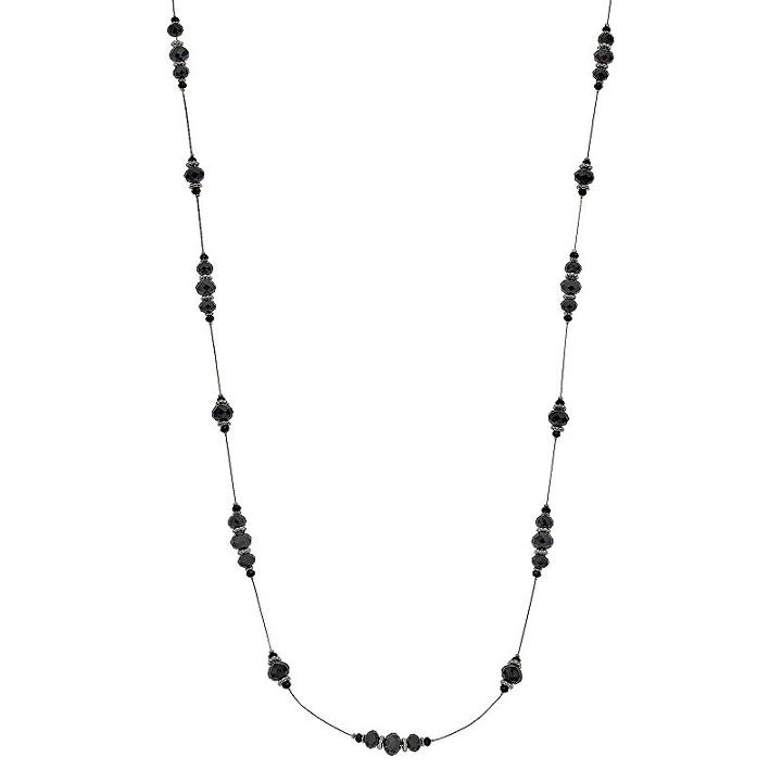 Long Black Beaded Station Necklace, Women's, Oxford