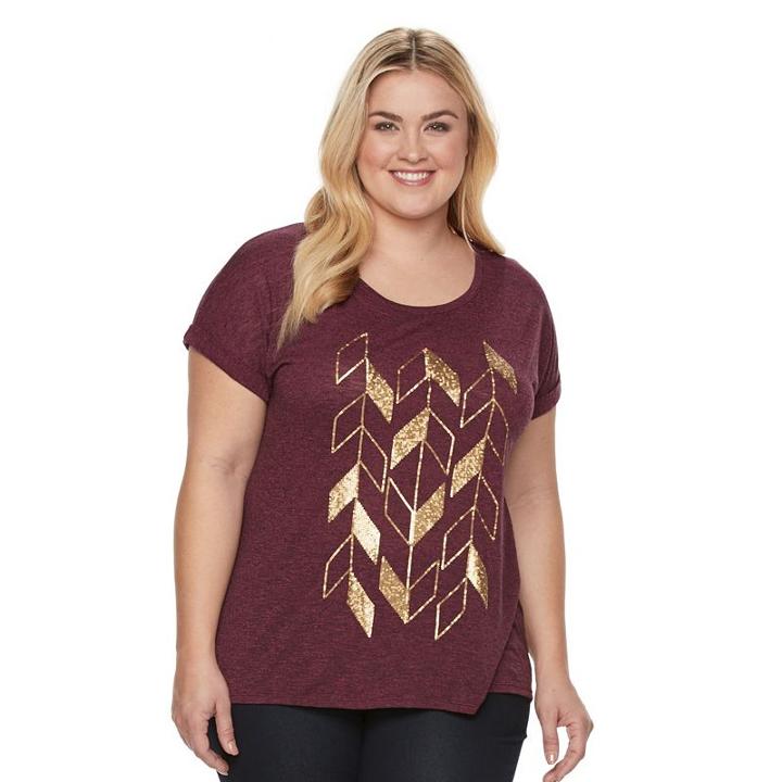 Plus Size Apt. 9&reg; Slubbed Cuffed Tee, Women's, Size: 3xl, Pink