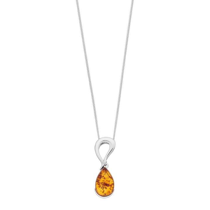 Sterling Silver Amber Teardrop Pendant Necklace, Women's, Size: 18, Brown