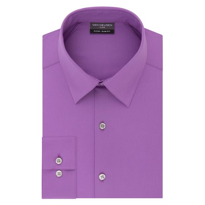 Men's Van Heusen Flex 3 Slim Fit 4-way Stretch Dress Shirt, Size: S 34/35, Med Purple