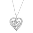 Sterling Silver 1/2 Carat T.w. Diamond Intertwined Heart Pendant, Women's, Size: 18, White