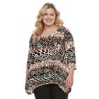 Plus Size Women's Dana Buchman Pleated Shark-bite Top, Size: 3xl, Lt Beige