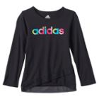 Girls 4-6x Adidas Faux-wrap Criss-cross Front Hem Tee, Size: 6x, Black