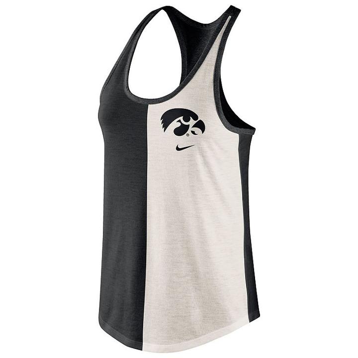 Women's Nike Iowa Hawkeyes Divide Racerback Tank Top, Size: Xl, Natural