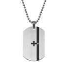 Diamond Accent Two Tone Stainless Steel Cross Dog Tag - Men, White