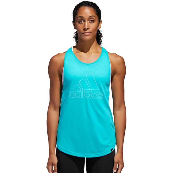 Women's Adidas Essential Badge Of Sport Graphic Tank, Size: Medium, Turquoise/blue (turq/aqua)