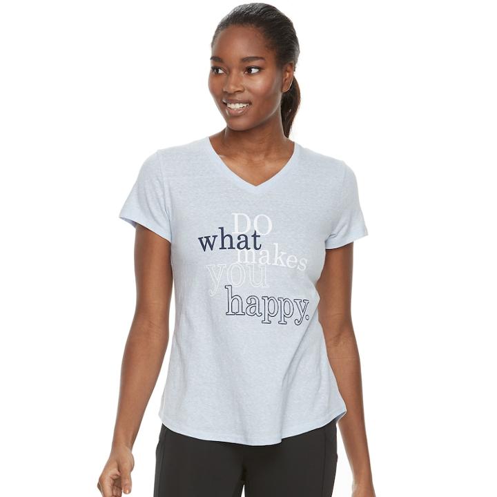 Women's Tek Gear&reg; Dry Tek V-neck Tee, Size: Xl, Light Blue