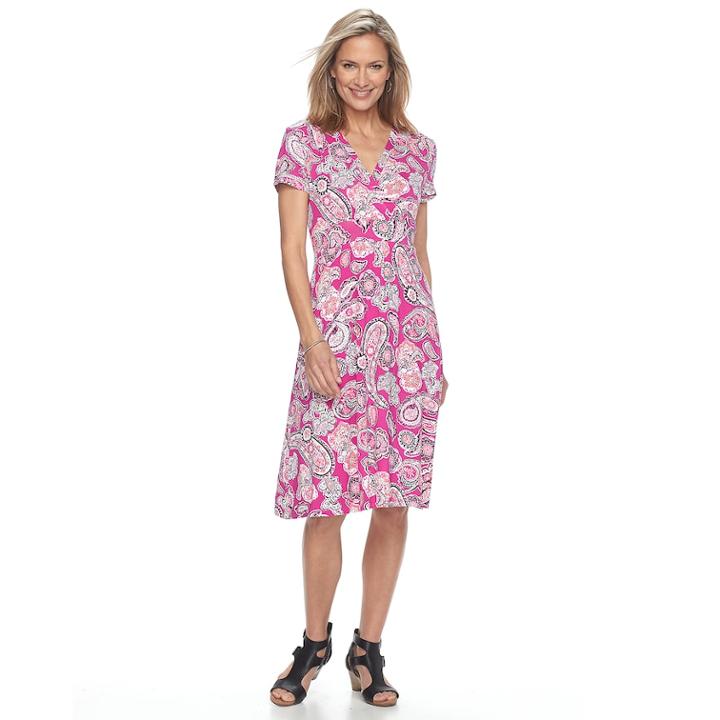 Women's Croft & Barrow&reg; Surplice Dress, Size: Xl, Med Pink
