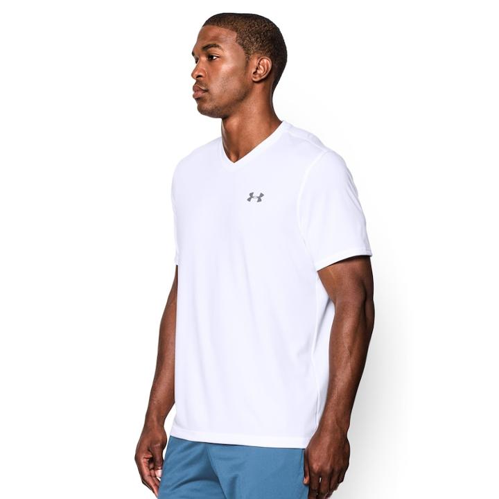 Mens' Under Armour Tech V-neck Tee, Size: Medium, White