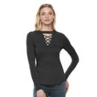 Women's Rock & Republic&reg; Lace Up Top, Size: Medium, Black