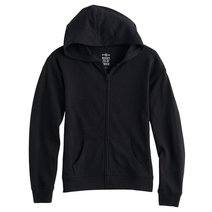 Girls 7-16 & Plus Size So&reg; Zip-up Hoodie, Size: 12, Black
