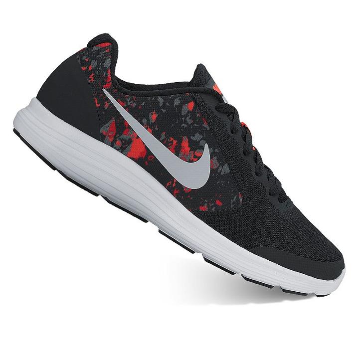 Nike Revolution 3 Grade School Boys' Print Sneakers, Boy's, Size: 7, Black