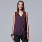 Women's Simply Vera Vera Wang Handkerchief Hem Tank, Size: Xs, Med Purple