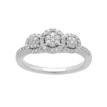 Promise Love Forever Sterling Silver 1/4 Carat T.w. Diamond Engagement Ring, Women's, Size: 7, White