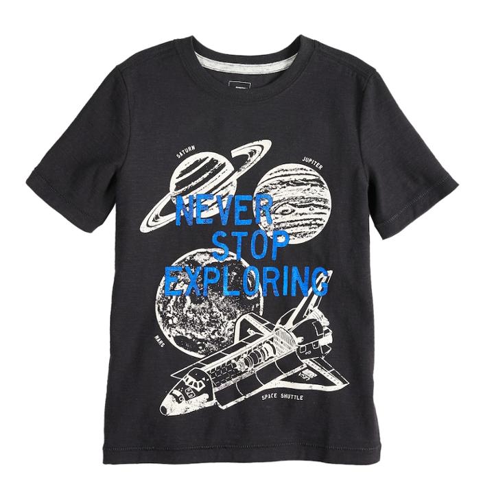 Boys 4-12 Sonoma Goods For Life&trade; Space Never Stop Exploring Graphic Tee, Size: 7, Black