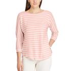 Women's Chaps Striped Jersey Top, Size: Small, Pink
