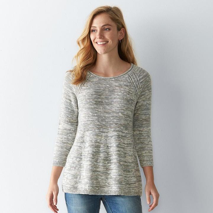 Women's Sonoma Goods For Life&trade; Marled Crewneck Sweater, Size: Large, Lt Green