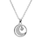 Silver Expressions By Larocks Crystal Silver-plated  I Love You To The Moon And Back Pendant Necklace, Women's, White