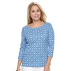 Petite Croft & Barrow&reg; Button Shoulder Boatneck Top, Women's, Size: S Petite, Dark Blue