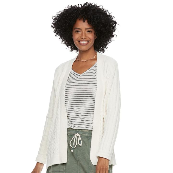 Petite Sonoma Goods For Life&trade; Chenille Cardigan, Women's, Size: M Petite, White Oth