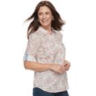 Women's Croft & Barrow&reg; Roll-tab Woven Shirt, Size: Xxl, Med Pink