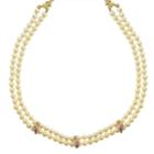 1928 Gold Tone Floral Simulated Pearl Multistrand Necklace, Women's, Yellow