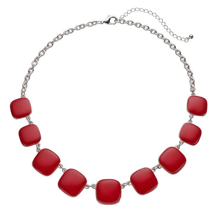 Red Graduated Square Necklace, Women's