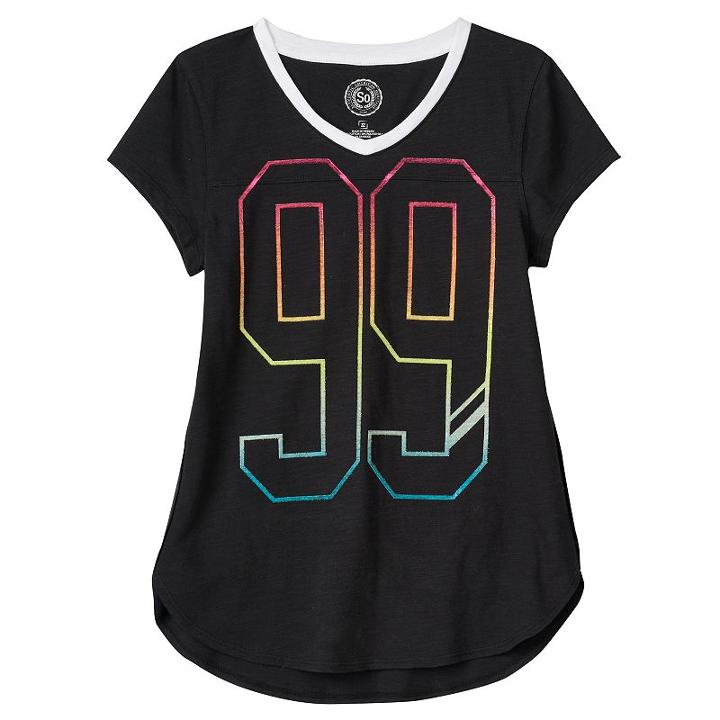 Girls 7-16 So&reg; Burnout Blocked Tee, Size: 10, Black