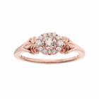 Lc Lauren Conrad 10k Rose Gold Morganite & 1/8 Carat T.w. Diamond Flower Ring, Women's, Size: 9, Pink