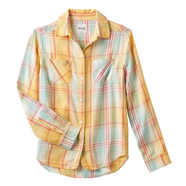 Girls 7-16 & Plus Size Mudd&reg; Button-front Plaid Shirt, Girl's, Size: 7-8, Gold