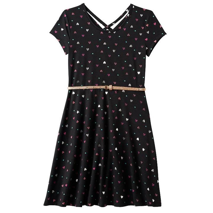 Girls 7-16 & Plus Size So&reg; Double Criss-cross Back Belted Skater Dress, Girl's, Size: L/12, Oxford