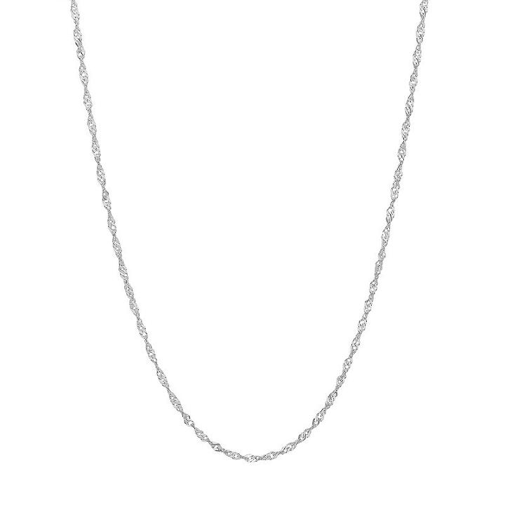 Everlasting Gold 14k White Gold Sparkle Singapore Chain Necklace - 24-in, Women's, Size: 24