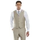 Men's Savile Row Modern-fit Tan Herringbone Suit Vest, Size: Xl, Beig/green (beig/khaki)