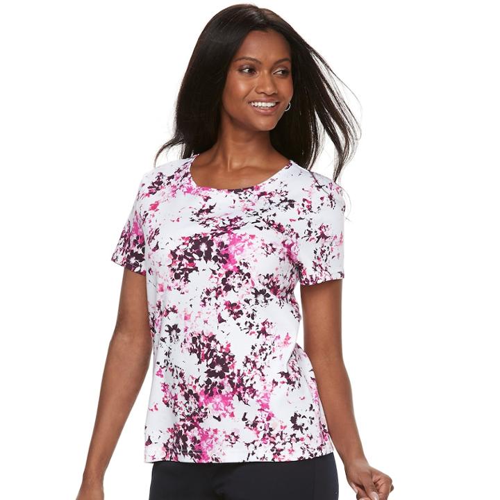 Petite Croft & Barrow&reg; Essential Crewneck Tee, Women's, Size: L Petite, Med Pink