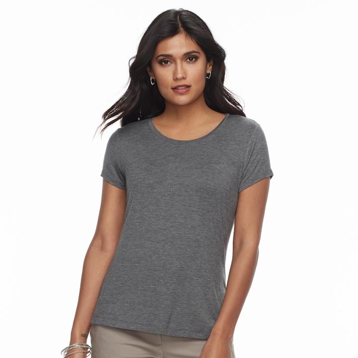 Petite Apt. 9&reg; Essential Crewneck Jersey Tee, Women's, Size: L Petite, Med Grey