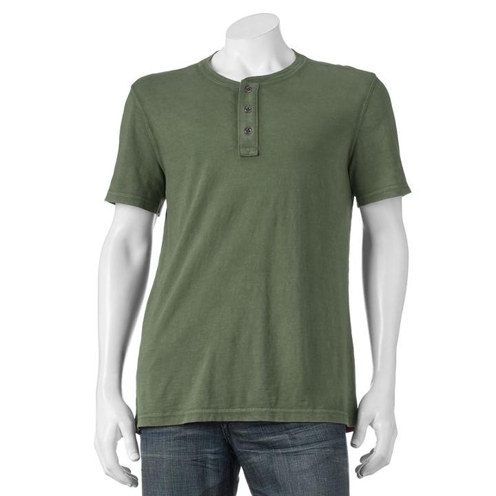 Big & Tall Sonoma Goods For Life&trade; Classic-fit Garment-dyed Slubbed Henley, Men's, Size: L Tall, Green