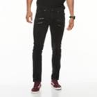 Men's Rawx Slim-fit Moto Washed Zippered Stretch Jeans, Size: 38x32, Black