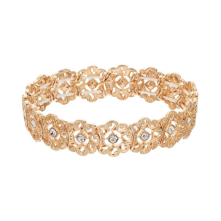 Lc Lauren Conrad Filigree Flower Stretch Bracelet, Women's, Gold