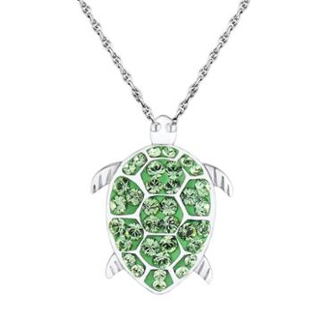 Diamonluxe Crystal Sterling Silver Turtle Pendant - Made With Swarovski Crystals, Women's, Green