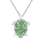 Diamonluxe Crystal Sterling Silver Turtle Pendant - Made With Swarovski Crystals, Women's, Green