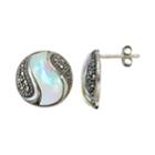 Tori Hill Mother-of-pearl And Marcasite Sterling Silver Swirl Stud Earrings, Women's, Grey