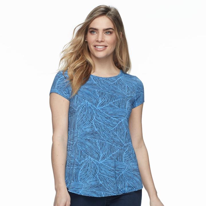 Petite Apt. 9&reg; Short Sleeve Tee, Women's, Size: Xl Petite, Blue