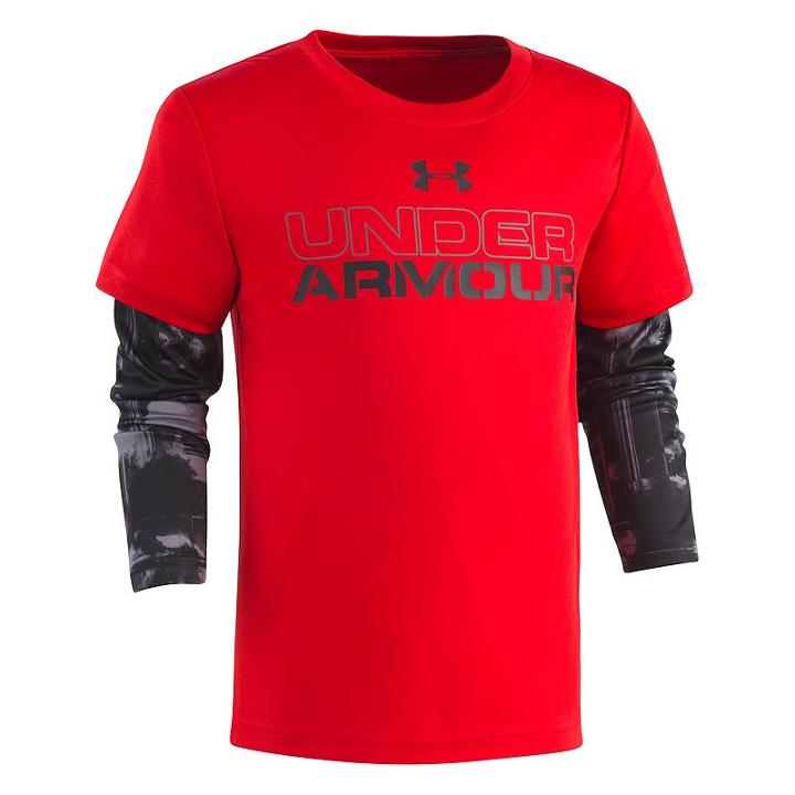Boys 4-7 Under Armour Cloudy Mock-layer Logo Tee, Size: 6, Red