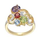 18k Gold Over Silver Gemstone And Diamond Accent Scrollwork Ring, Women's, Size: 6, Multicolor