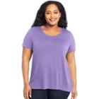Plus Size Just My Size Mixed Fabric Short Sleeve Top, Women's, Size: 1xl, Drk Purple