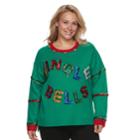 Plus Size Fashion Avenue Us Sweaters Applique Ugly Christmas Sweater, Women's, Size: 1xl, Med Green